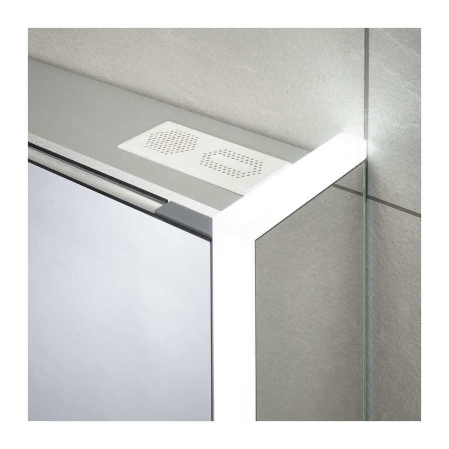 Sensio Ainsley 3 Door Chrome Bathroom Mirror Cabinet with Lights & Bluetooth Speaker 1200 x 700mm