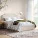 Cream Upholstered Double Ottoman Bed with Scalloped Headboard - Siena