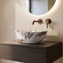 Marble Effect Oval Countertop Basin 410mm - Shell