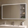 Triple Door Beige Bathroom Mirror Cabinet with Lights Demister & Shaver Socket 1200 x 700mm- Sidra