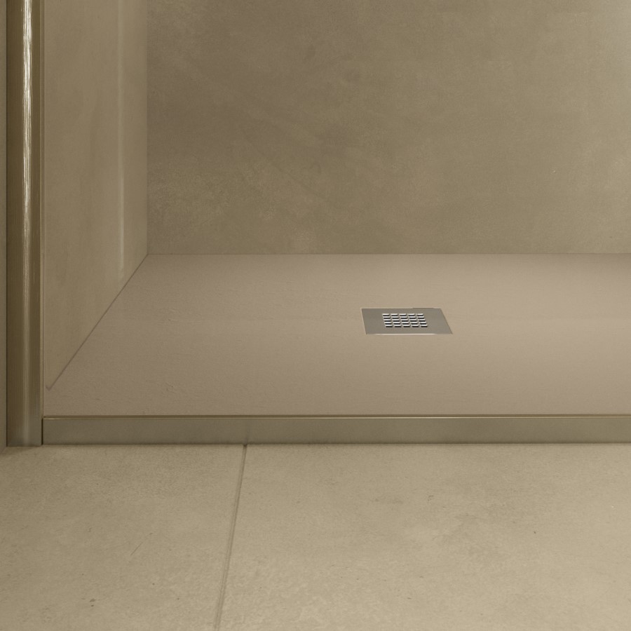 1000x800mm Rectangular Sand Slate-Effect Shower Tray 27mm - Stone Resin - Sileti