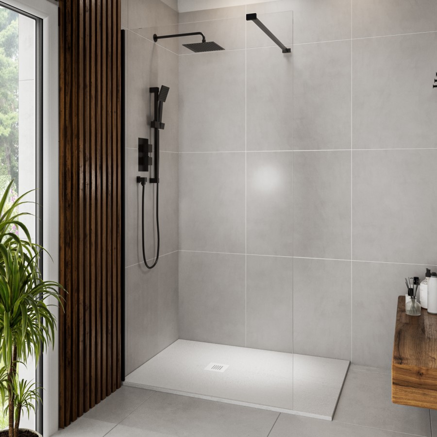 1700x800mm Slate Effect  Rectangular Anti-Slip 27mm Slimline White Shower Tray – Sileti