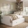 Small Double White Wooden Guest Bed with Storage and Trundle - Sander
