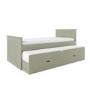 Single Green Wooden Guest Bed with Storage and Trundle - Sander