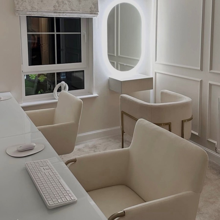 Cream Velvet Office Swivel Tub Chair - Sonny
