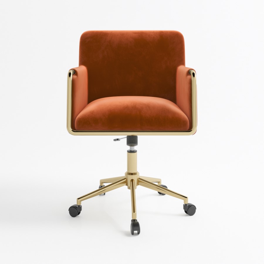 Orange Velvet Office Swivel Tub Chair - Sonny