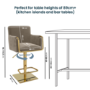 Mink Velvet Adjustable Swivel Bar Stool with Gold Base - Sonny