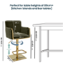 ONLY OPENED - Olive Green Velvet Adjustable Swivel Bar Stool with Gold Base - Sonny