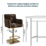 Set of 3 Brown Velvet Adjustable Swivel Bar Stools with Gold Base - Sonny