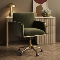 Khaki Velvet Office Swivel Tub Chair - Sonny