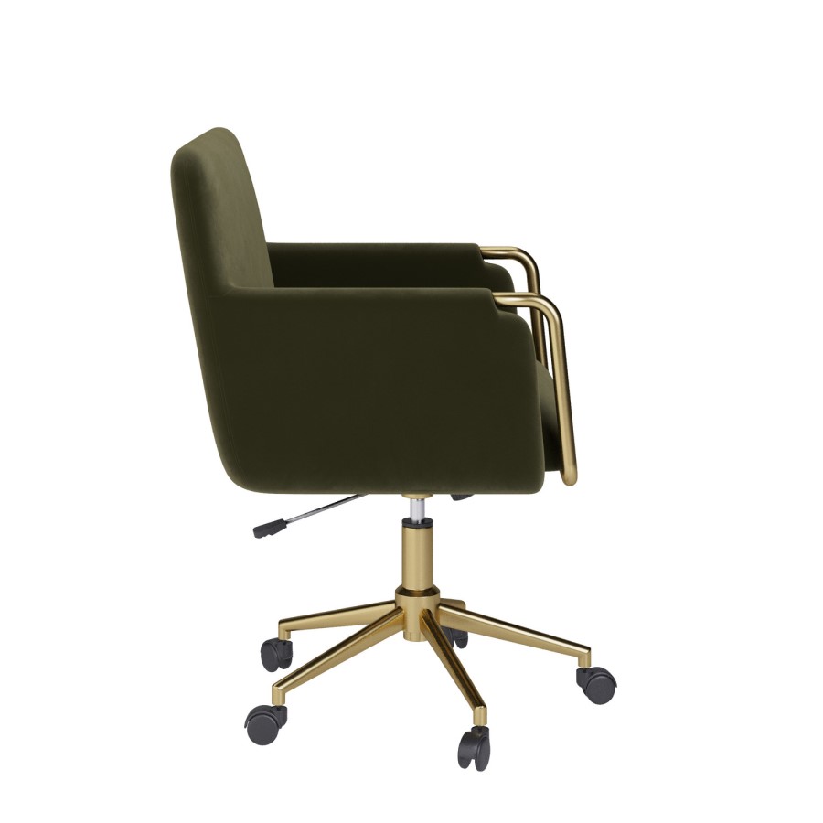 Khaki Velvet Office Swivel Tub Chair - Sonny