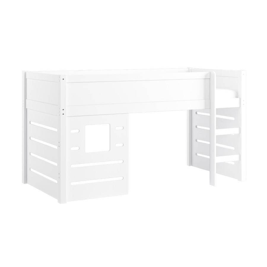 White Mid Sleeper Cabin Bed with Den - Saint
