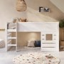 White Mid Sleeper Cabin Bed with Den - Saint