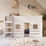White Mid Sleeper Cabin Bed with Den - Saint