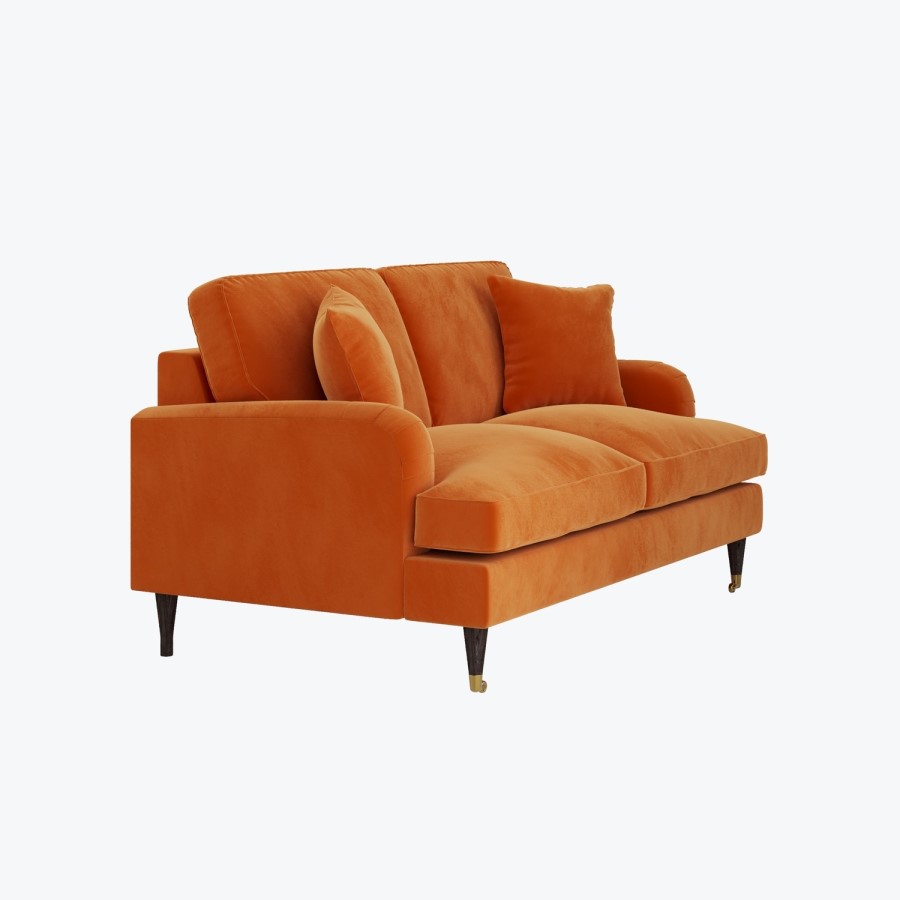 Orange Velvet 2 Seater Sofa - Payton