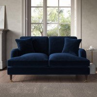 Navy Blue Velvet 2 Seater Sofa - Payton