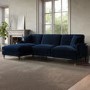 Navy Blue Velvet Left Hand Facing 4 Seater Chaise Corner Sofa - Payton