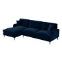 Navy Blue Velvet Left Hand Facing 4 Seater Chaise Corner Sofa - Payton