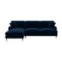 Navy Blue Velvet Left Hand Facing 4 Seater Chaise Corner Sofa - Payton