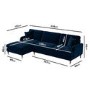 Navy Blue Velvet Left Hand Facing 4 Seater Chaise Corner Sofa - Payton