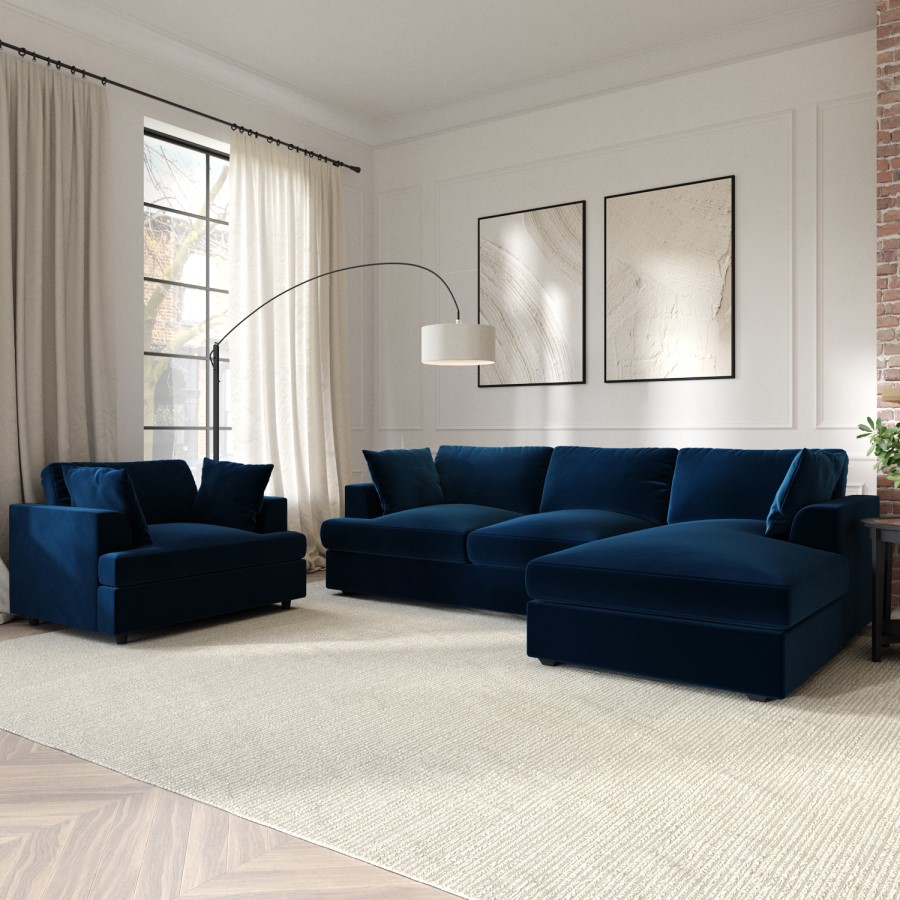 ALMOST PERFECT - August Navy Corner Chaise Right Hand Facing Sofa