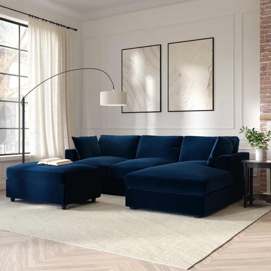 ALMOST PERFECT - August Navy Corner Chaise Right Hand Facing Sofa