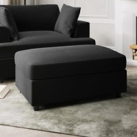 ONLY OPENED - Large Dark Grey Velvet Footstool - August