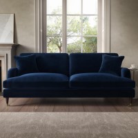 Navy Blue Velvet 4 Seater Sofa - Payton