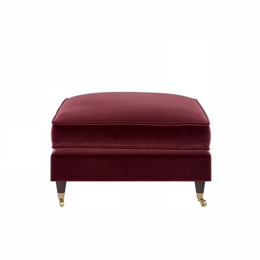 Burgundy Velvet Footstool - Payton