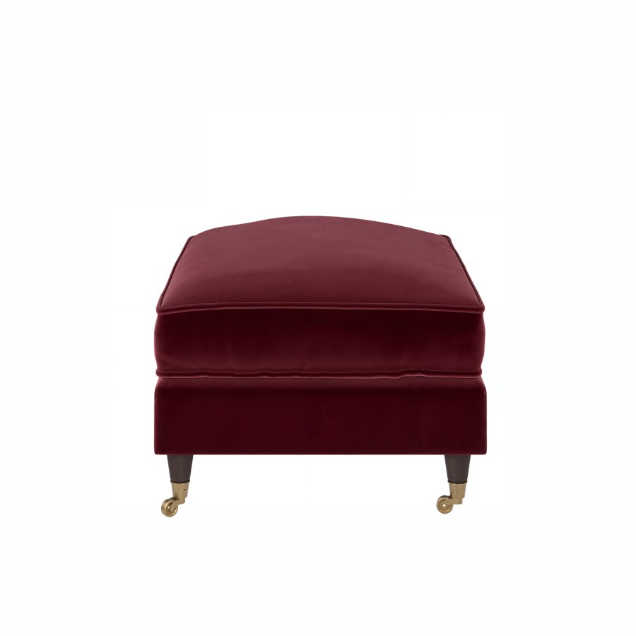 Burgundy Velvet Footstool - Payton