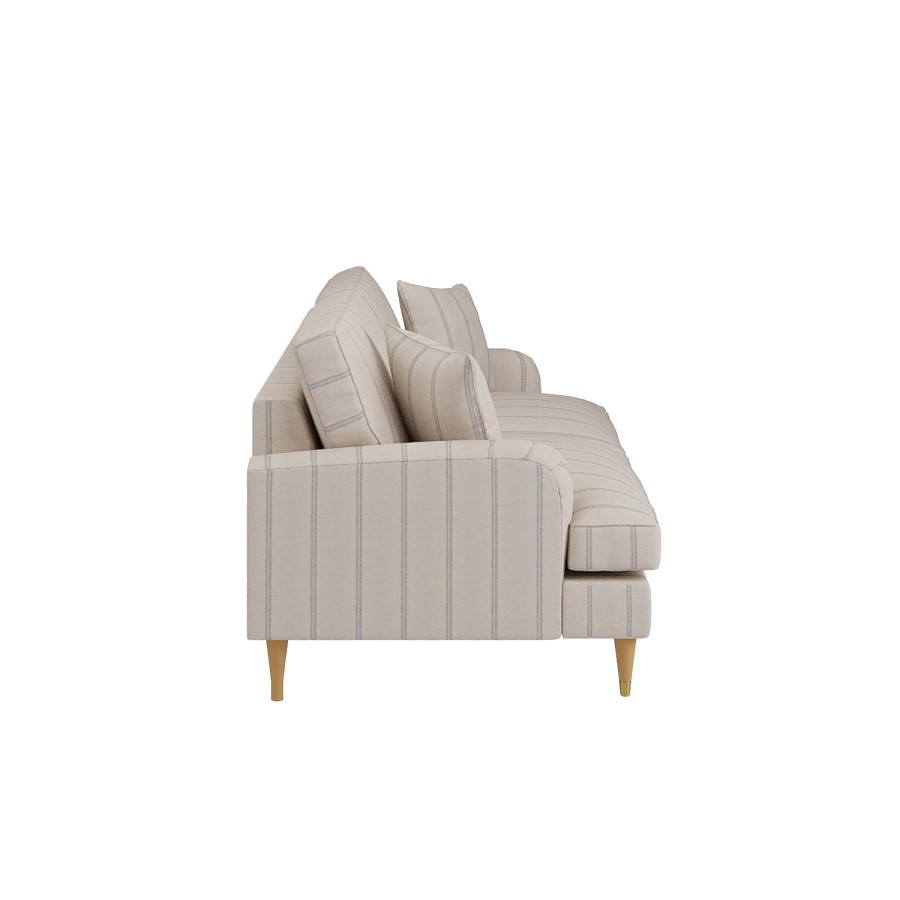 Cream Chenille Blue Striped 3 Seater Sofa - Payton