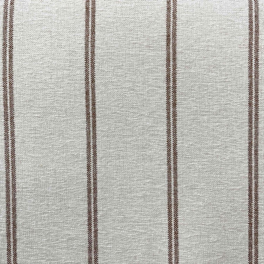 Cream Chenille Burnt Orange Striped Footstool - Payton