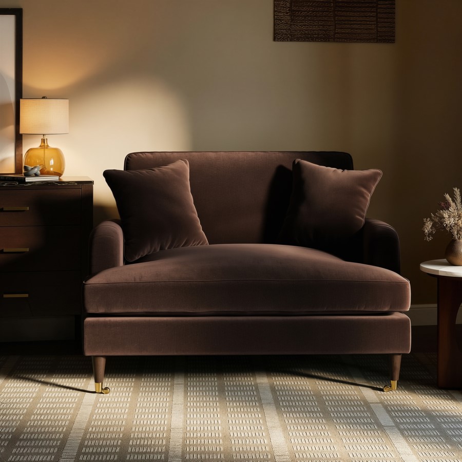 Brown Chenille Love Seat - Payton