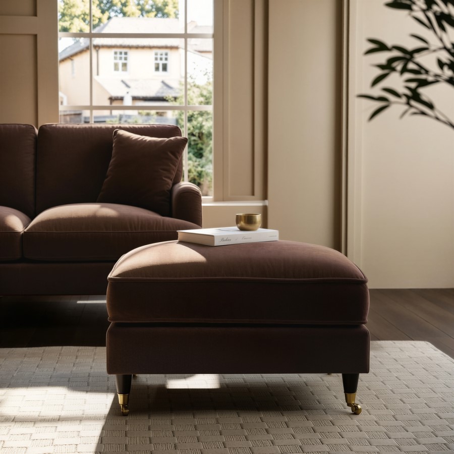 Brown Chenille Footstool - Payton