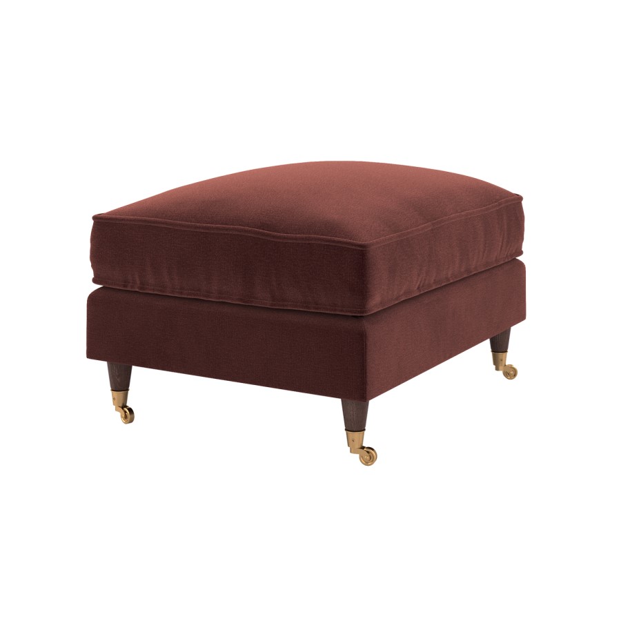 Merlot Red Chenille Footstool - Payton