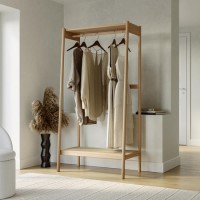 Solid Wood Open Wardrobe with Cane Shelf - Sophe