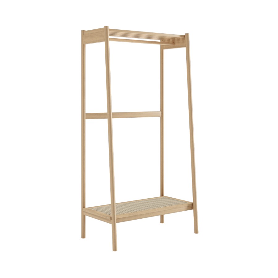 Solid Wood Open Wardrobe with Cane Shelf - Sophe