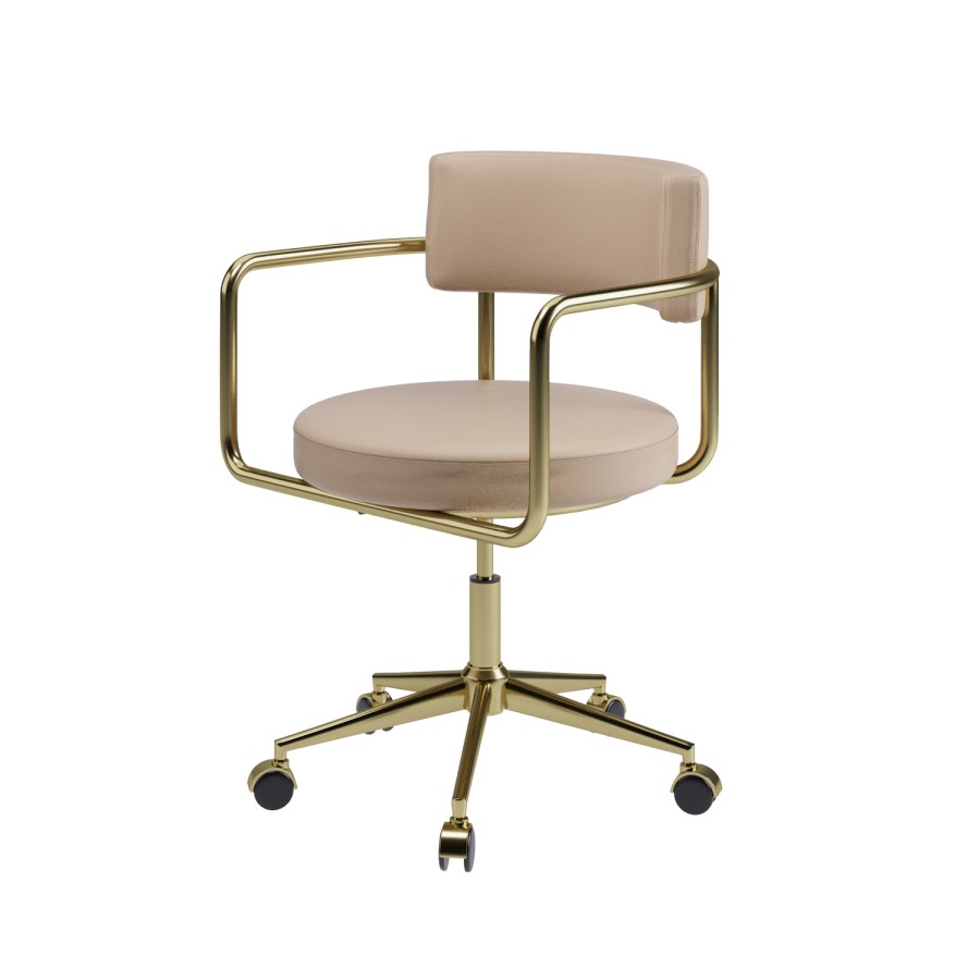 Beige Faux Leather Swivel Bedroom Chair - Soren 