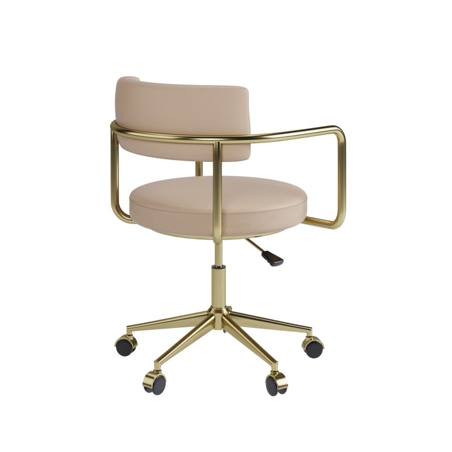 Beige Faux Leather Swivel Bedroom Chair - Soren 
