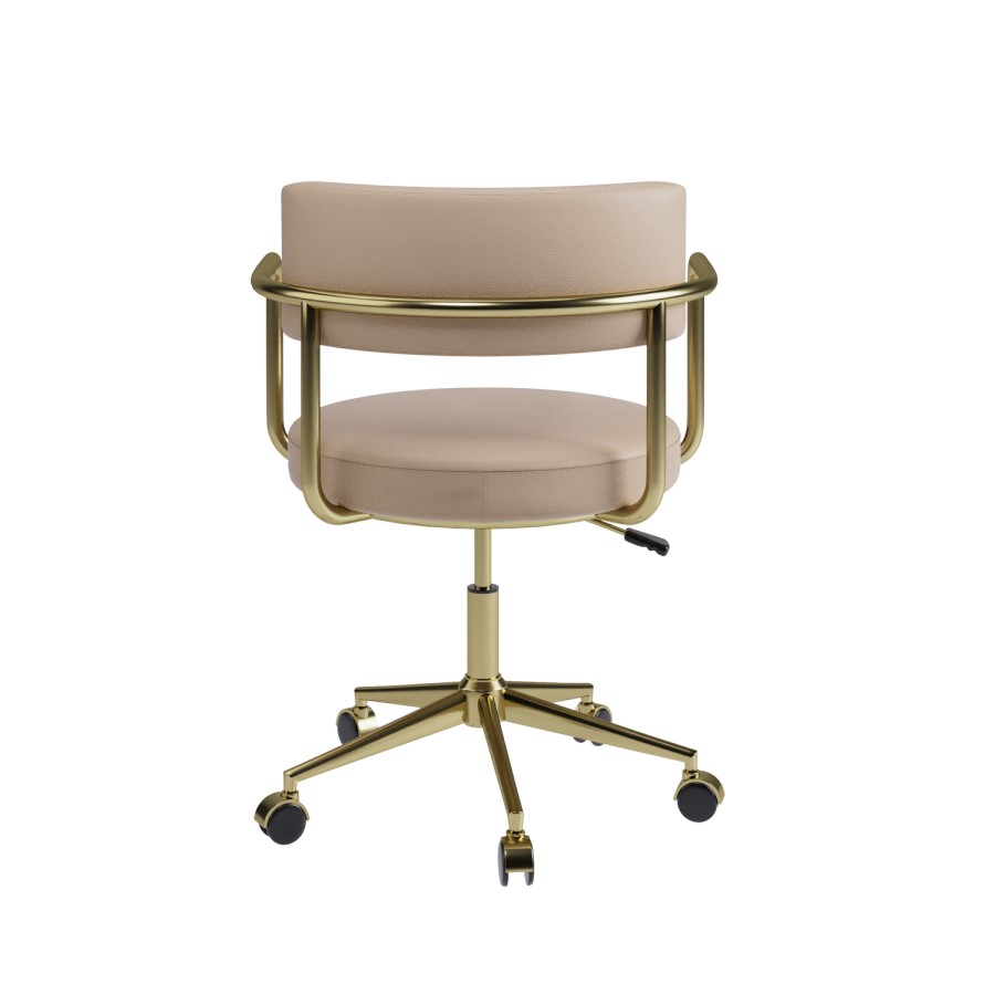 Beige Faux Leather Swivel Bedroom Chair - Soren 