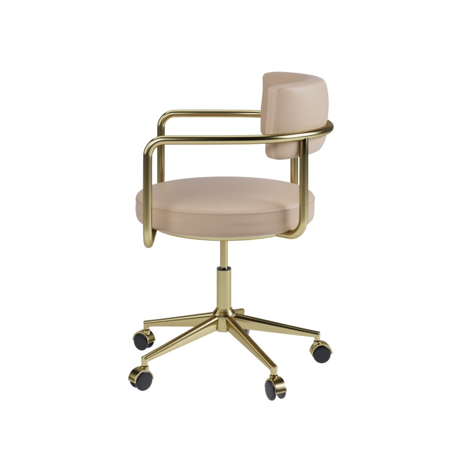 Beige Faux Leather Swivel Bedroom Chair - Soren 