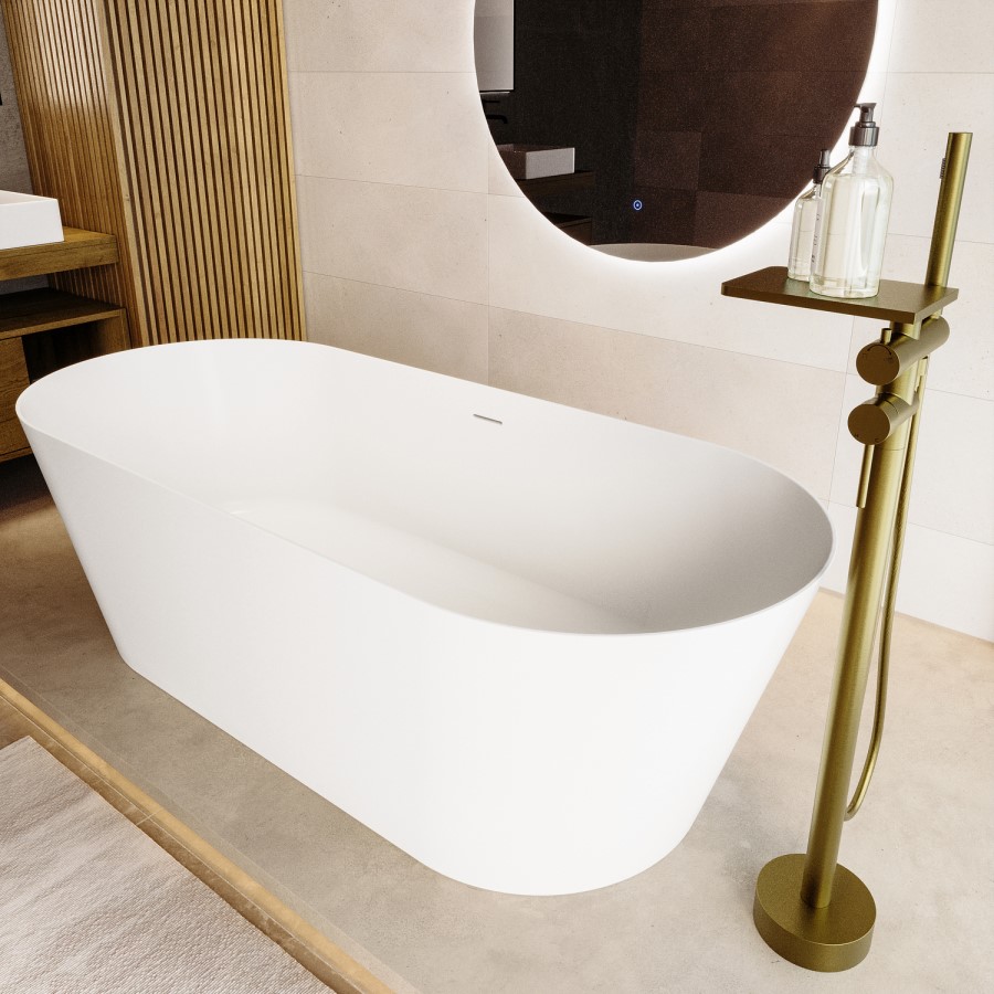 Freestanding Double Ended Stone Resin Solid Surface Bath 1650 x 700mm - Monaco