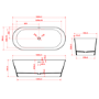 Freestanding Double Ended Stone Resin Solid Surface Bath 1650 x 700mm - Monaco