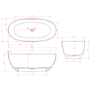 Freestanding Double Ended Stone Resin Solid Surface Bath 1500 x 720mm - Opal