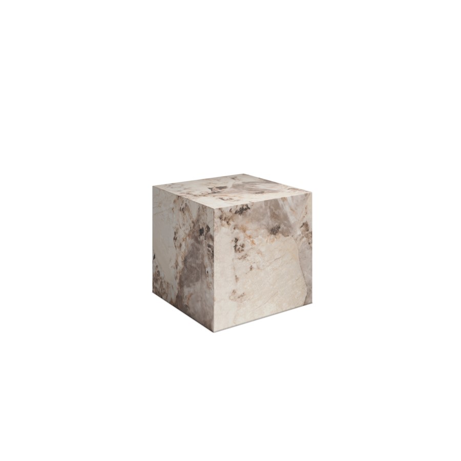 ONLY OPENED - Square Beige Marble Side Table - Sur
