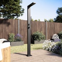 Black Thermostatic Outdoor Shower with Pencil Hand Shower 2 Outlets - Suva