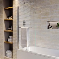 Chrome Pivot Shower Bath Screen with Towel Rail 1450 x 775mm - Taurus