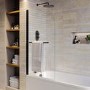 Black Pivot Shower Bath Screen with Towel Rail 1450 x 775mm - Taurus