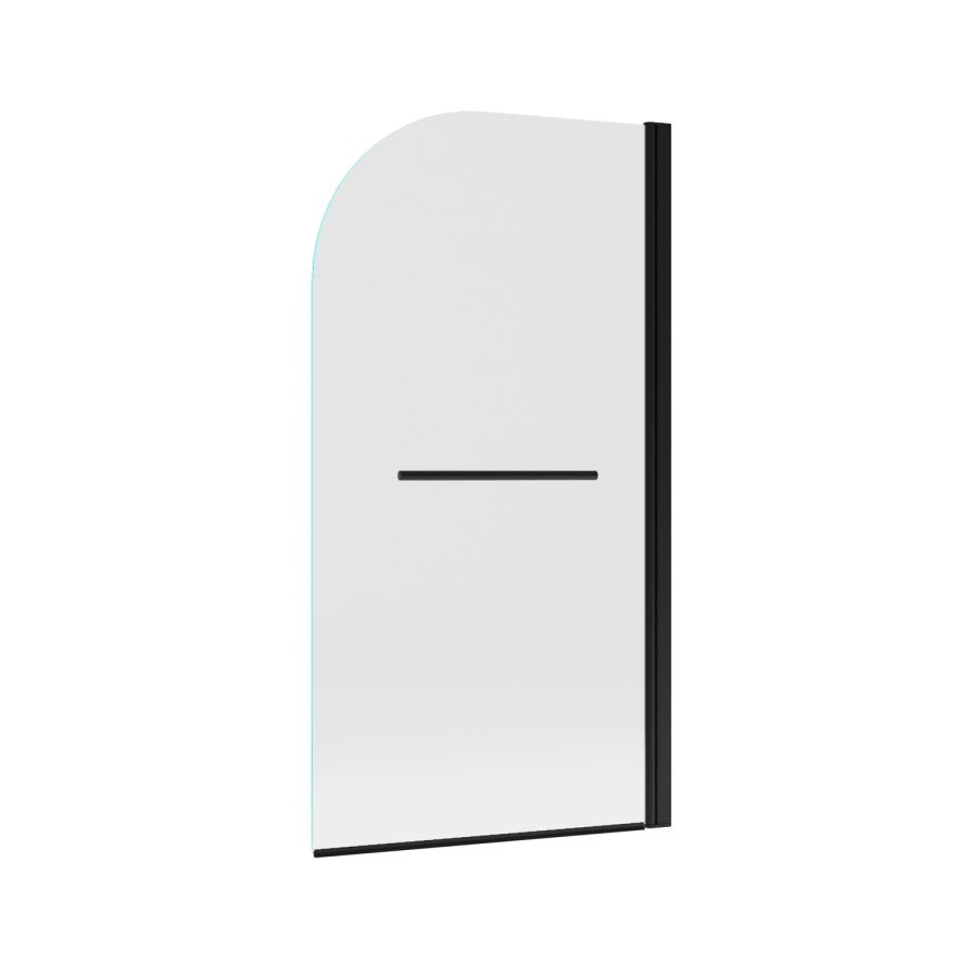 Black Pivot Shower Bath Screen with Towel Rail 1450 x 775mm - Taurus