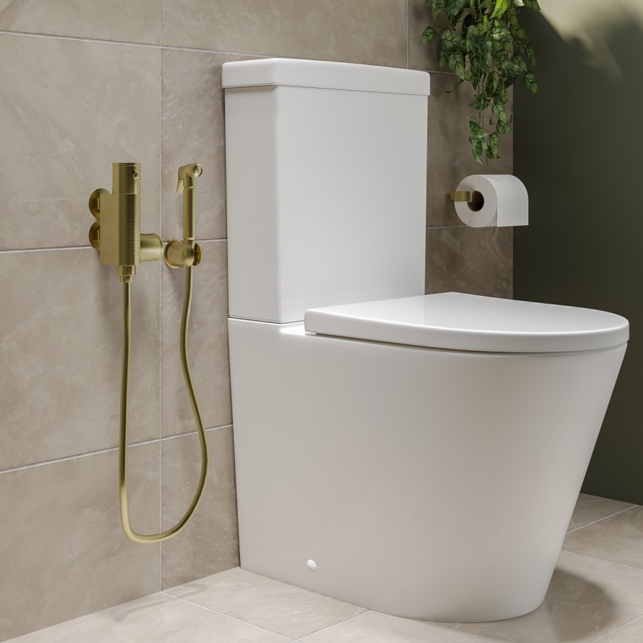 Brushed Brass Thermostatic Douche Shower / Bidet Shower Spray Kit - Arissa